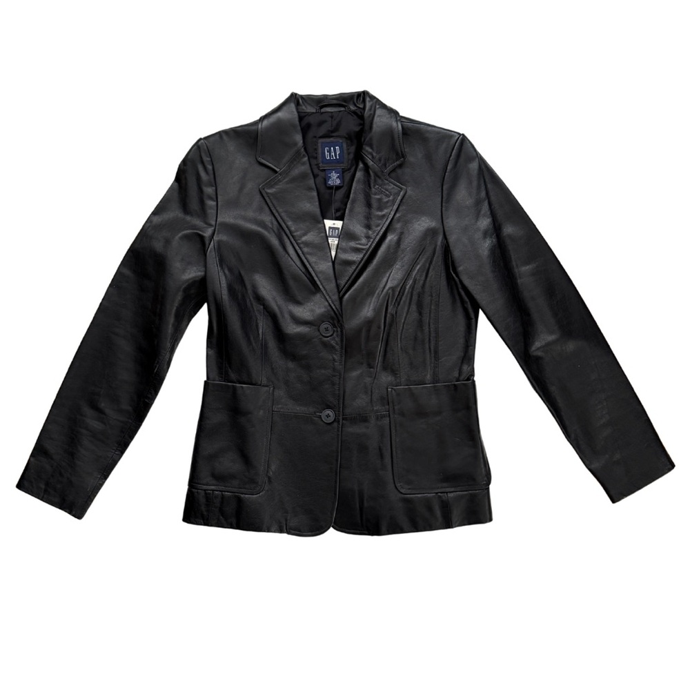 GAP Black Genuine Leather Blazer | NWT | Women’s Size 2 (Y2K Era)